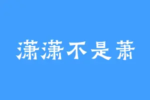 潇潇不是萧