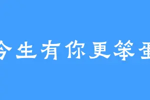 今生有你更笨蛋