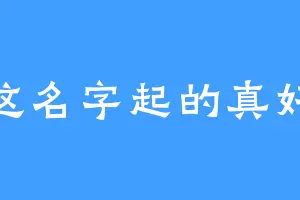 这名字起的真好